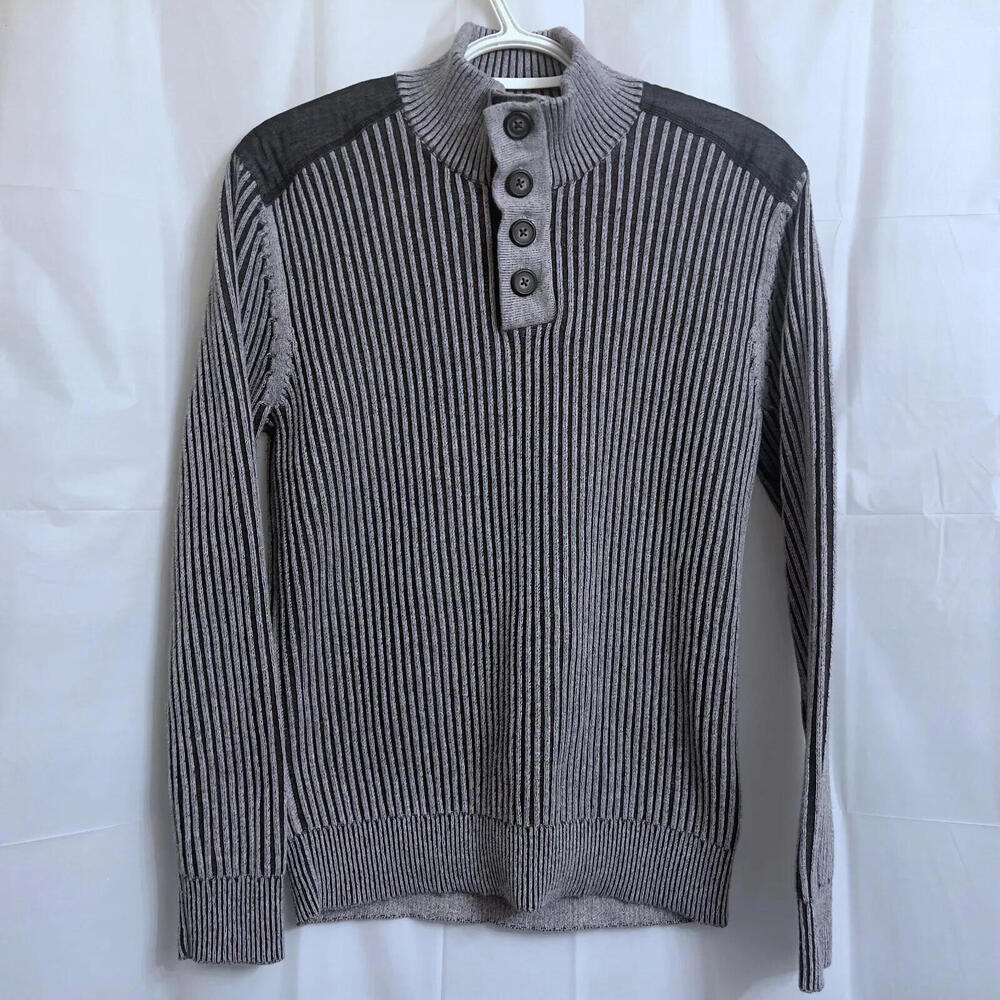 INC International Concepts Henley Ribbed Sweater Men's Large L Blue